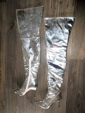 Lack Stiefel Overknee silber