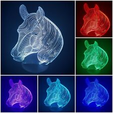 3D LED Tischlampe Tischleuchte Nachtlicht 7 facher Farbwechsel-Pferd Pferdekopf