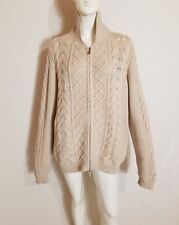 Malo sehr dicke sehr weiche 100% Kaschmir Strickjacke edel Elfenbein Zopfmuster