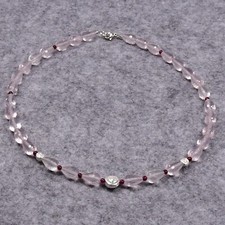 Rosenquarz Halskette, 925er