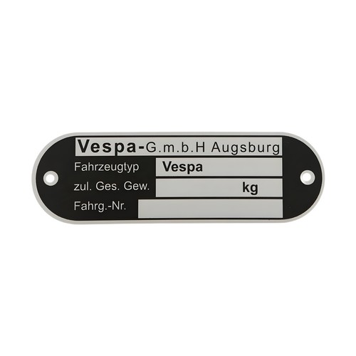 Typenschild vespa gmbh - typenschild,
