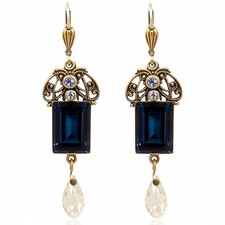 Jugendstil ohrringe blau gold - ohrringe,