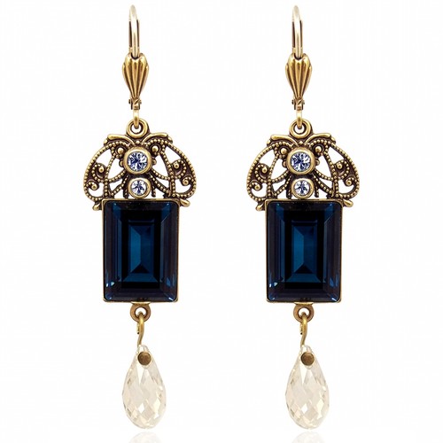 Jugendstil ohrringe blau - blau, gold