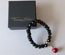 *Thomas Sabo* Charm Armband, 20 cm, schwarz & Apfel rot Charm Anhänger