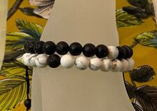 Natur Surfer Doppel Armband mit Lava-Perlen in Schwarz und Weiß-Color  Unisex