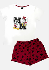Minnie Mouse Schlafanzug für Damen - Pyjama Set Kurz Tanktop mit Shorts Weiß/Rot