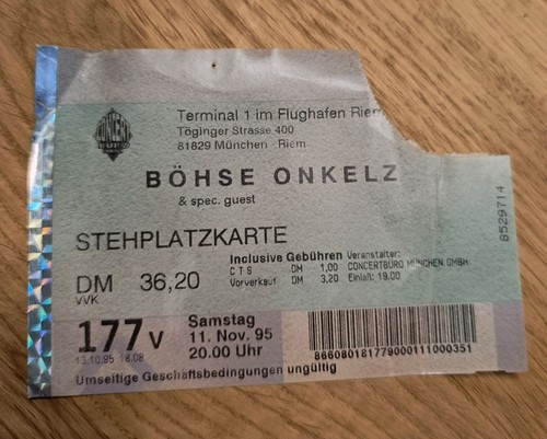 Böhse onkelz konzert ticket - böhse,