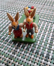 Original Erzgebirge ESCO, Osterhasen Kinder mit Eierwagen, sehr alt