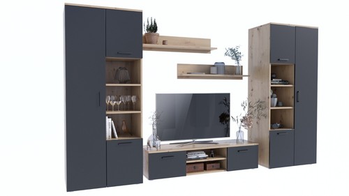 Wohnwand apollo eiche artisan - wohnwand,