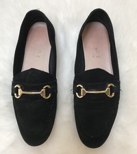 Damen-Schuhe, Ballerinas, Slipper, Schwarz mit Goldschnalle, Größe 37