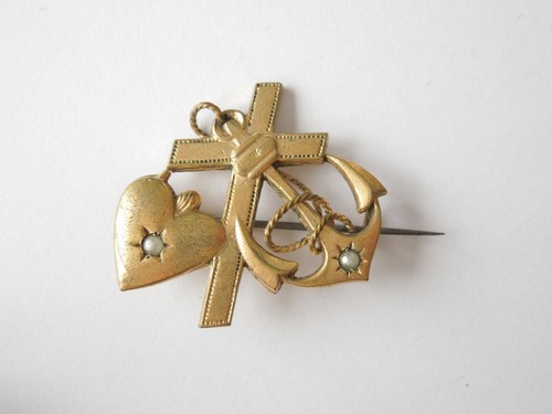Antike brosche glaube liebe - brosche,