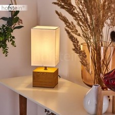 Boho Wohn Schlaf Raum Beleuchtung Nacht Tisch Leuchte Lese Lampe Holz/Stoff weiß