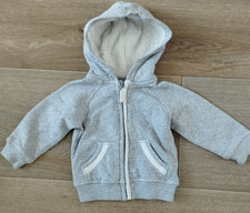 Jacke mit Kapuze  Toponini Sweat Kapuze Teddyfutter  Reißverschluss grau Gr. 68