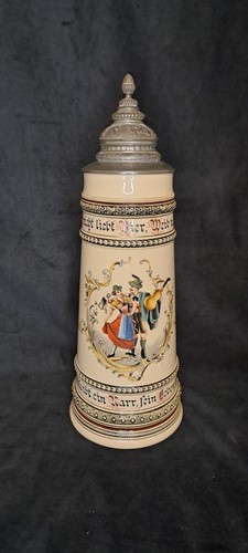 Alter bierkrug mit zinndeckel - alter,