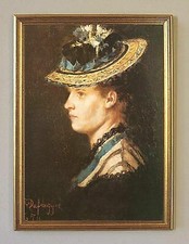 Portrait Ehefrau um 1874 von Franz Defregger A3 38 Gerahmt