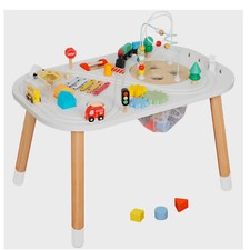 Motorik Spieltisch Baby aus Holz Activity Tisch für Kinder Eisenbahn Autos Steck