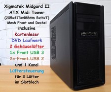 Xigmatek Midgard II Midi-Tower mit Cardreader, DVD LW, 2 Lüftern, Front USB 3