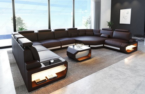 Leder couch wohnlandschaft - couch,