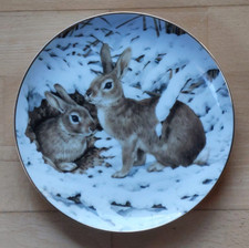 Sammelteller Hasen im Januarschnee Das Waldjahr Porcelain Plate Collection 1983