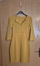 Etuikleid Business Kleid 3/4 Ärmel Knielang Gr 36 Senfgelb