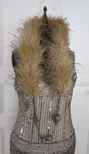 Kleid 38 40 midi 1920 FEDER BOA true vintage Gatsby Downton Flapper 20er Kostüm