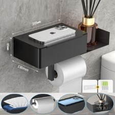 Edelstahl Toilettenpapierhalter ohne Bohren WC Klopapierhalter mit Ablage-Box DE