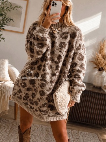 Leopard kleid strickkleid - kleid,