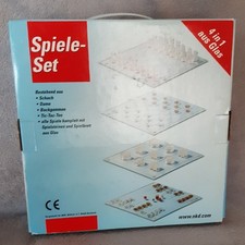 4 in 1, Spiele-Set aus Glas, Schach, Dame, Backgammon, Tic-Tac-Toe