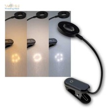 Akku Lese-Lampe LED Buch-Leuchte Klemmleuchte dimmbar flexibel mit Schwanenhals