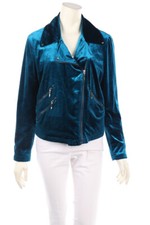 Belle BADGLEY MISCHKA Jacke Samt Biker Stil L petrol