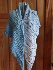 Schultertuch, Dreieckstuch, Handgestrickt, Baumwolle, maritim „Leuchtturm“, NEU