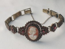 JUGENDSTIL 900er Silber GRANAT GEMME ARMBAND Böhmen um 1900 SUPER HANDARBEIT 23g