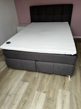 Boxspringbett 140x200 Grau mit 7 Zonen Tonnen Taschen Federkern Matratze 