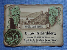 altes Weinetikett Musteretikett Etikett Burgener Kirchberg Horst Steinheim 