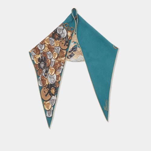 Gucci teal crest chain print - crest,
