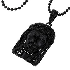 Iced Out Bling Hip Hop Kette - BLING JESUS FACE schwarz