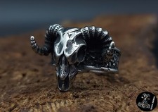 Ring Widderkopf Edelstahl Schmuck Ringe Schädel Wikinger Mittelalter Stier NEU