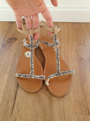 Glitzer sandalen beige silber - glitzer,