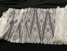 Alte Plauene Spitzen Stoff Bordüre Weiß Bw ca. 190x30cm Nähen Basteln unbenutzt