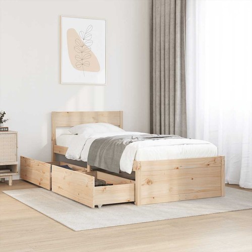 Massivholzbett mit schubladen - mit,