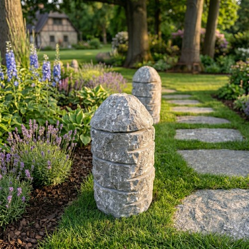 Marmor gartenlampe grau cm - 50,