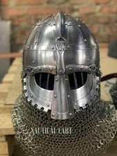 Mittelalterlicher Stahl Wikinger Vendel Helm mit Kettenhemd, SCA/LARP Helm be...