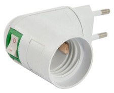 E27 Steckdosenadapter drehbar mit Schalter (Steckdose auf E27 Fassung)