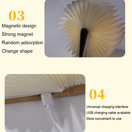 Led holz buch - lampe, faltbare