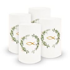 itenga 6x Windlicht klein FISCH Eukalyptus 10cm Kommunion  Konfirmation Taufe