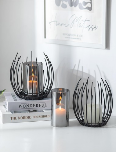 Windlicht set schwarz metall - windlicht,