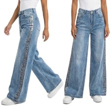 Damen Wide Leg Jeans mit Glanz