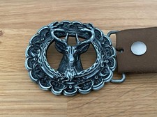 Trachtengürtel mit Hirsch Schnalle. Echt Leder. 120cm Länge