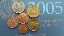 1 Euro, 20,50 und 1- 5 Cent Kursmünzen San Marino 2005