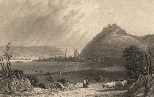 Stahlstich schlossruine - stahlstich,